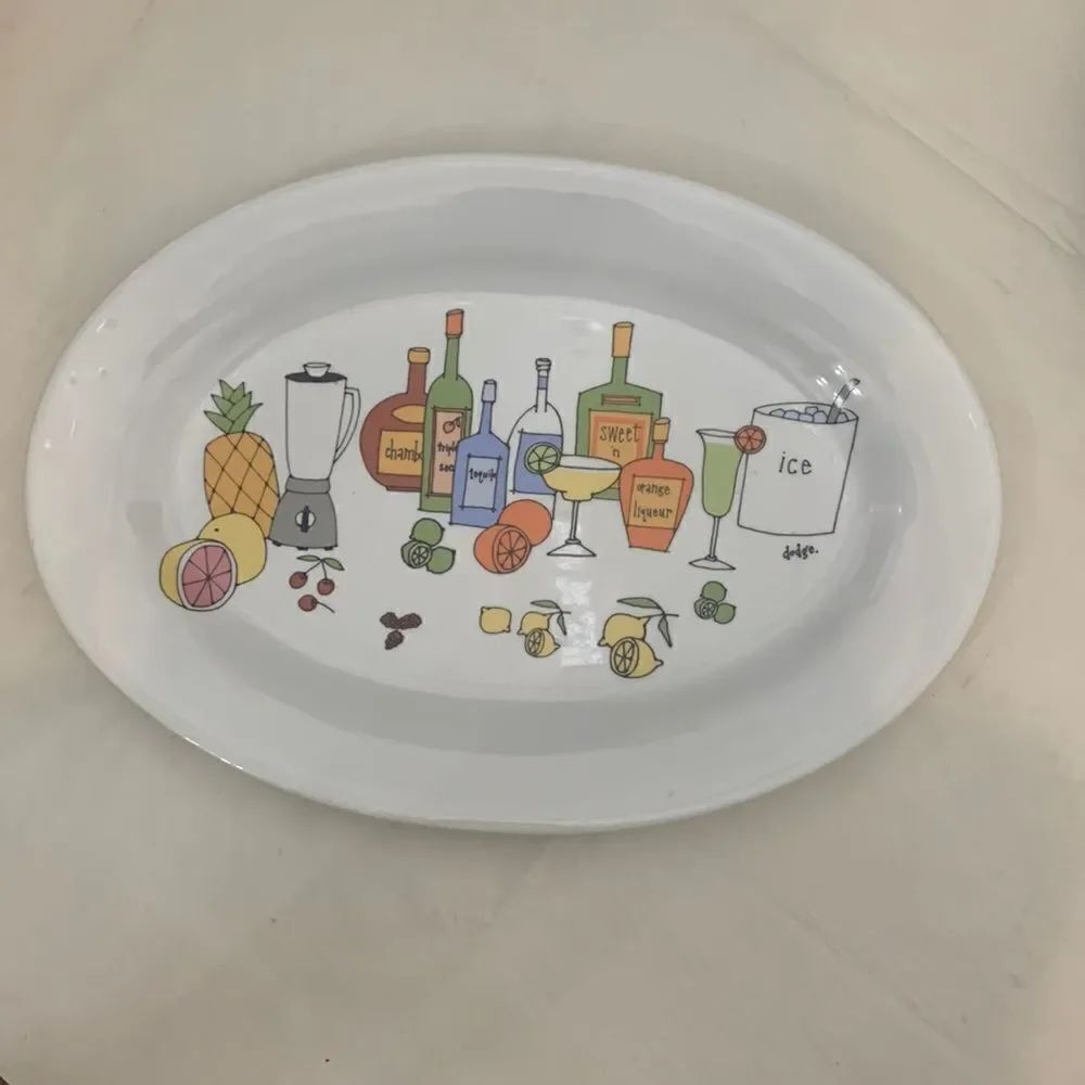 Margarita By Ursula Dodge Signature Porcelain 18 X 12 1/2 Cocktail Serviing Tray